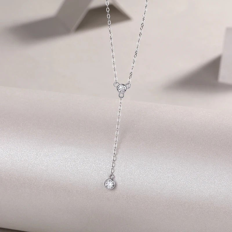 Moissanite Sparkling O Chain Pendant Necklace | 925 Silver 18K Gold Plated | 2 VVS1 D Color Stones