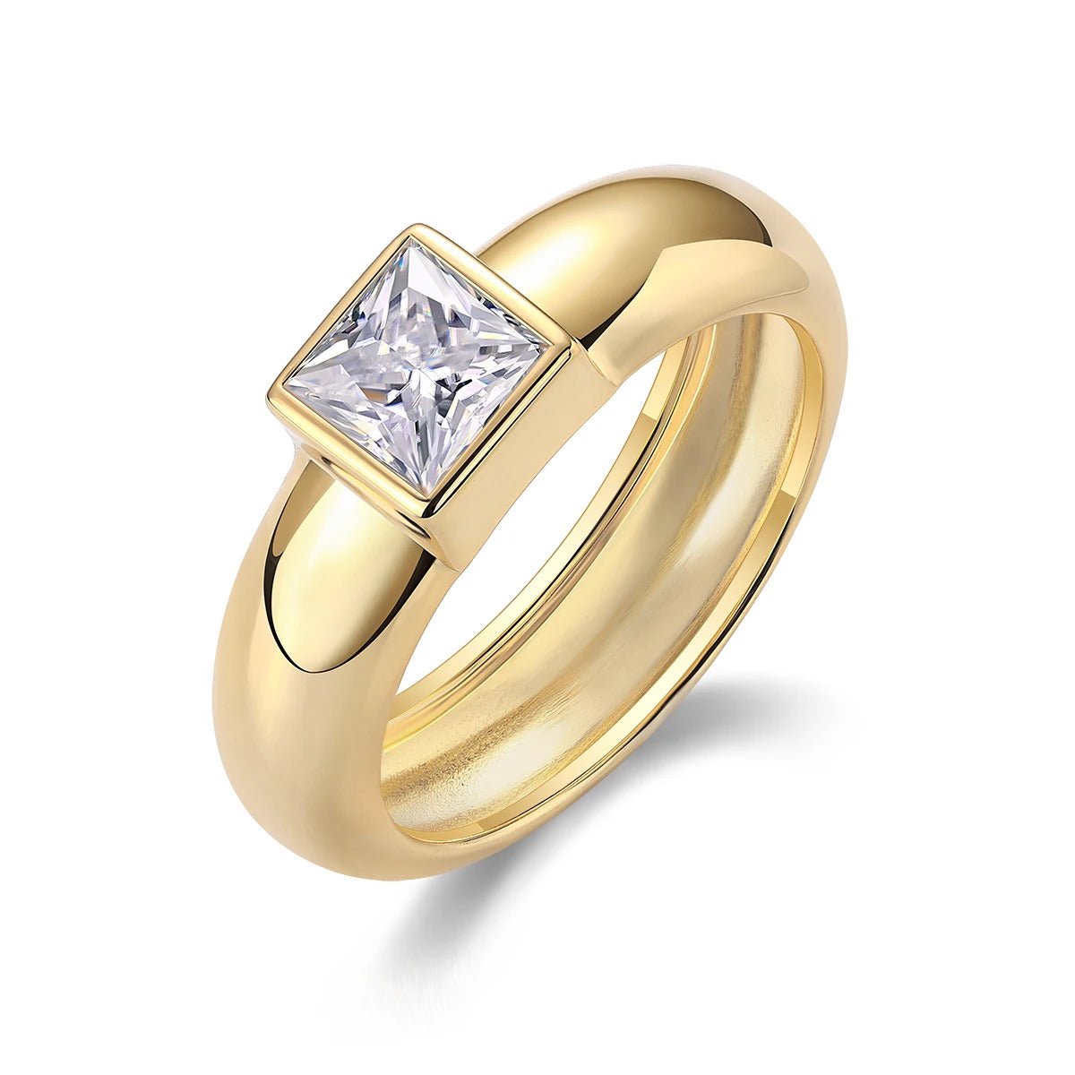 925 silver Moissanite Square Band Ring 925 Silver – VVS1 D Color 18K Gold GRA | Charmsolo