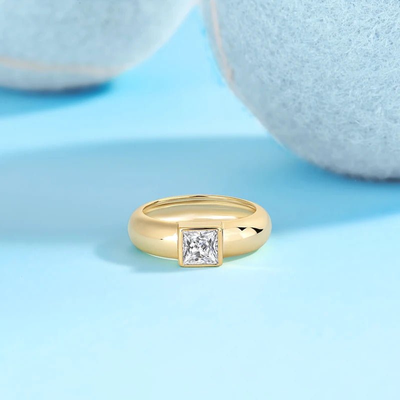 925 silver Moissanite Square Band Ring 925 Silver – VVS1 D Color 18K Gold GRA | Charmsolo