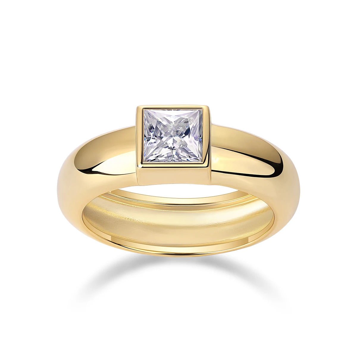 925 silver Moissanite Square Band Ring 925 Silver – VVS1 D Color 18K Gold GRA | Charmsolo