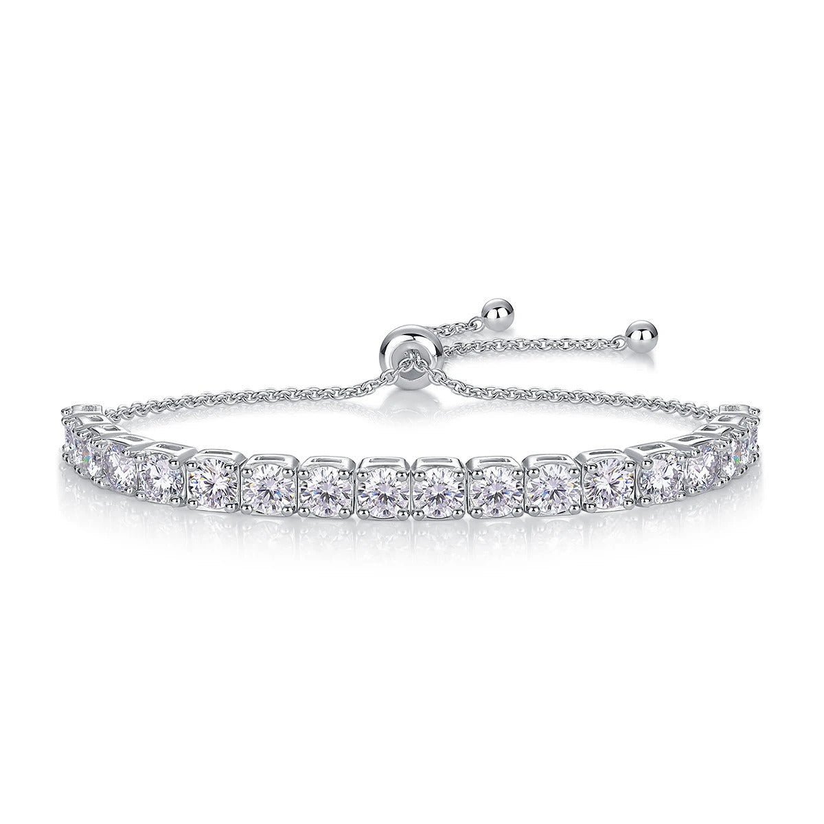 Moissanite Tennis Bracelet | S925 Silver 18K Gold Plated | 18 × 0.5ct VVS1 D-Color | Adjustable 14–20cm | GRA | Charmsolo