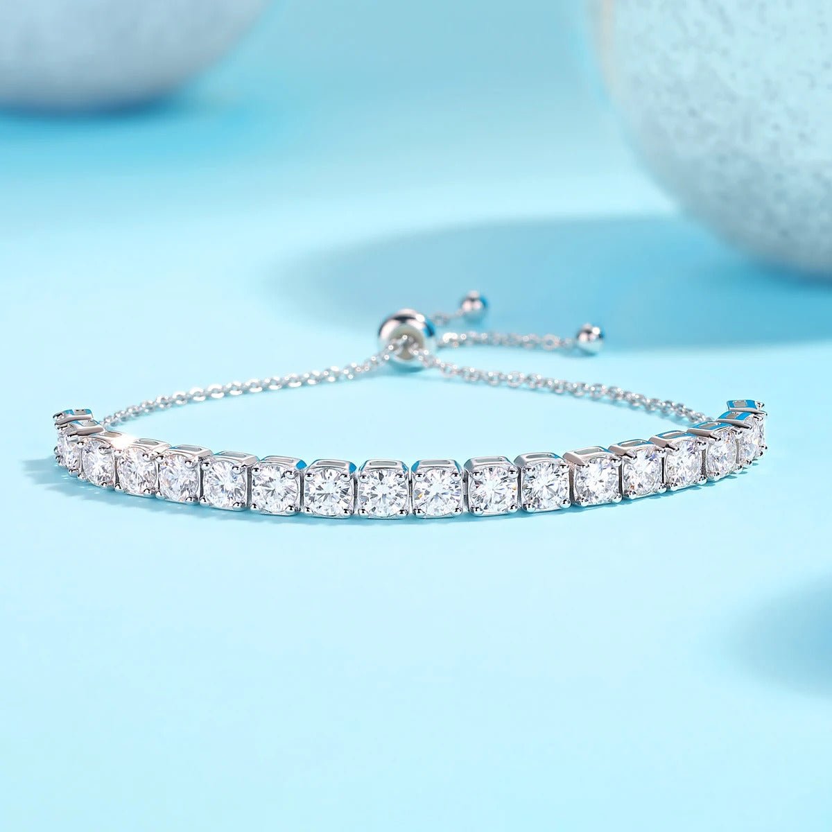 Moissanite Tennis Bracelet | S925 Silver 18K Gold Plated | 18 × 0.5ct VVS1 D-Color | Adjustable 14–20cm | GRA | Charmsolo