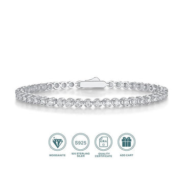 Moissanite Tennis Bracelet | S925 Silver | 45 VVS1 D-Color Stones | GRA Certified | Charmsolo