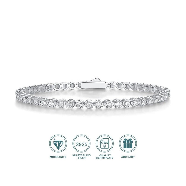 Moissanite Tennis Bracelet | S925 Silver | 45 VVS1 D-Color Stones | GRA Certified | Charmsolo