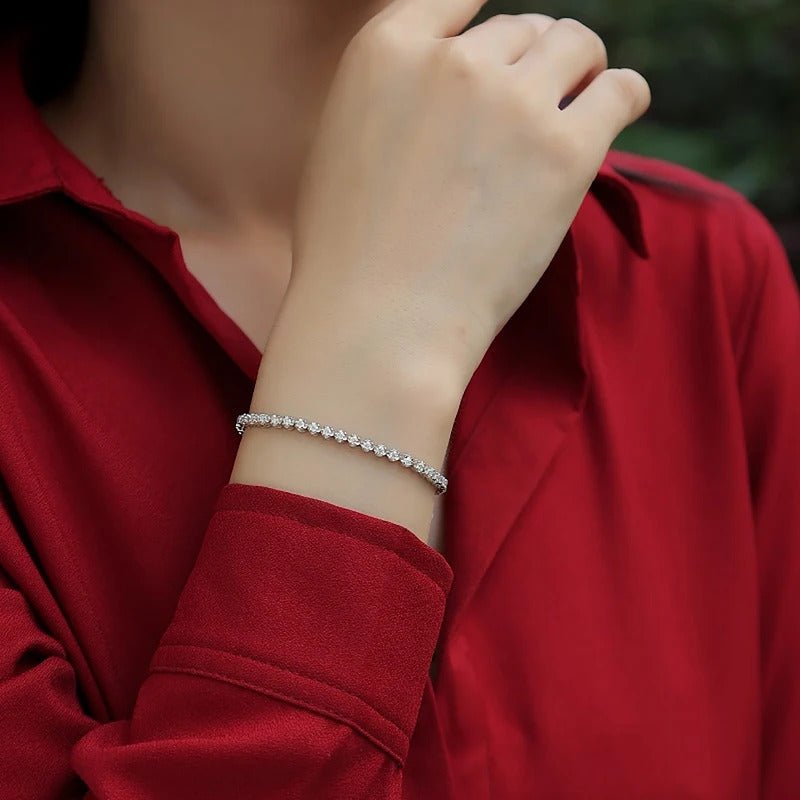 Moissanite Tennis Bracelet | S925 Silver | 45 VVS1 D-Color Stones | GRA Certified | Charmsolo