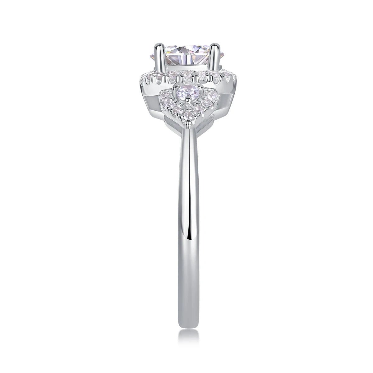 Moissanite Three-Stone Halo Ring | S925 Silver Full Pavé Zircon | Ins-Style Luxury | Charmsolo