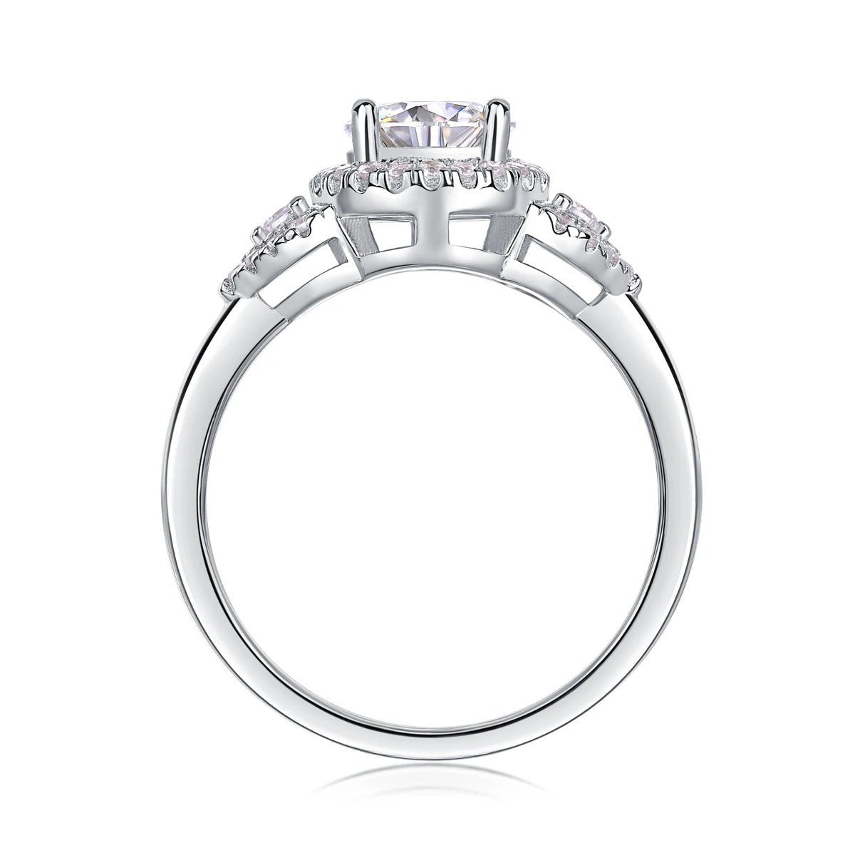 Moissanite Three-Stone Halo Ring | S925 Silver Full Pavé Zircon | Ins-Style Luxury | Charmsolo