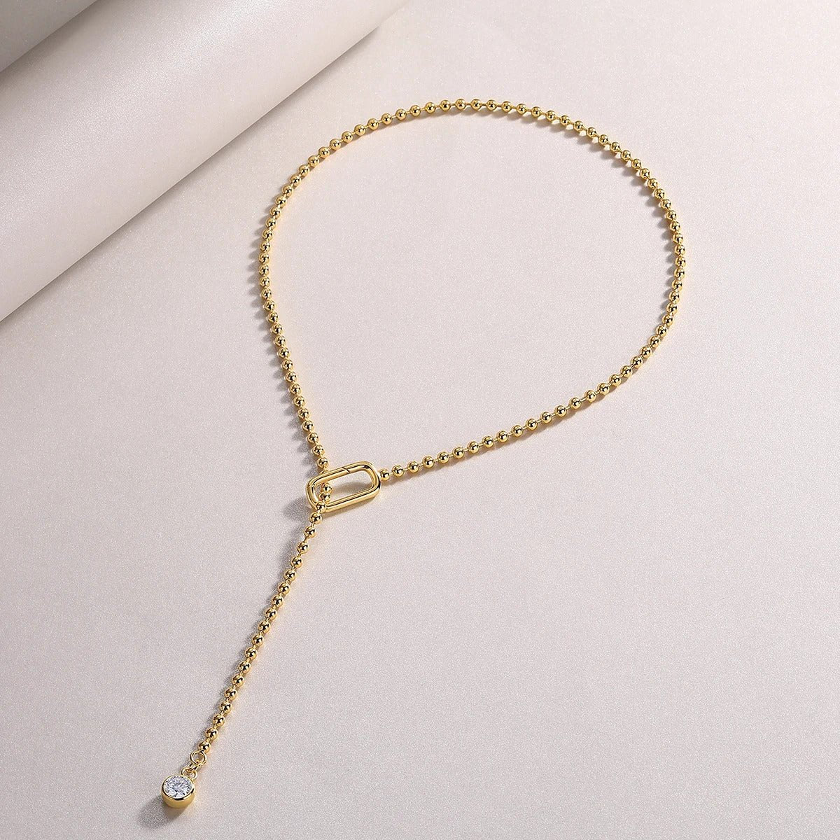 Moissanite Y-Shape Snake Chain Necklace | S925 Silver 18K Gold Plated | 6.5mm VVS1 D-Color | GRA Certified | Charmsolo