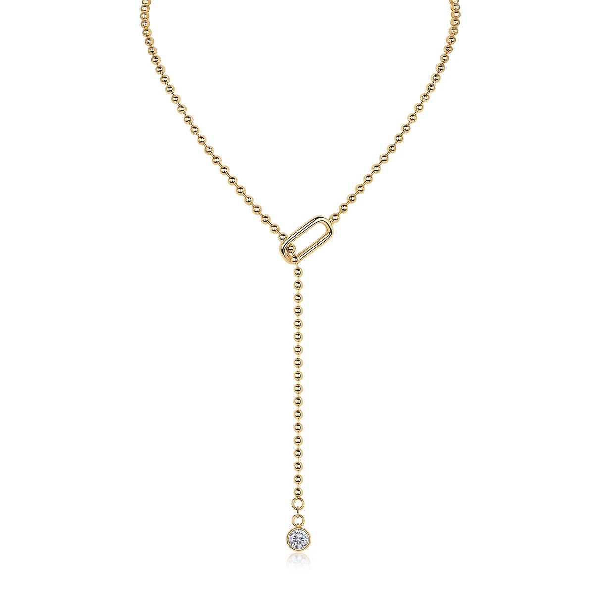 Moissanite Y-Shape Snake Chain Necklace | S925 Silver 18K Gold Plated | 6.5mm VVS1 D-Color | GRA Certified | Charmsolo