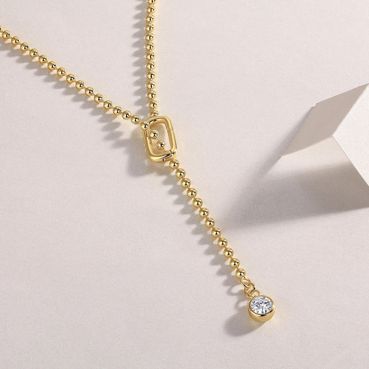 Moissanite Y-Shape Snake Chain Necklace | S925 Silver 18K Gold Plated | 6.5mm VVS1 D-Color | GRA Certified | Charmsolo