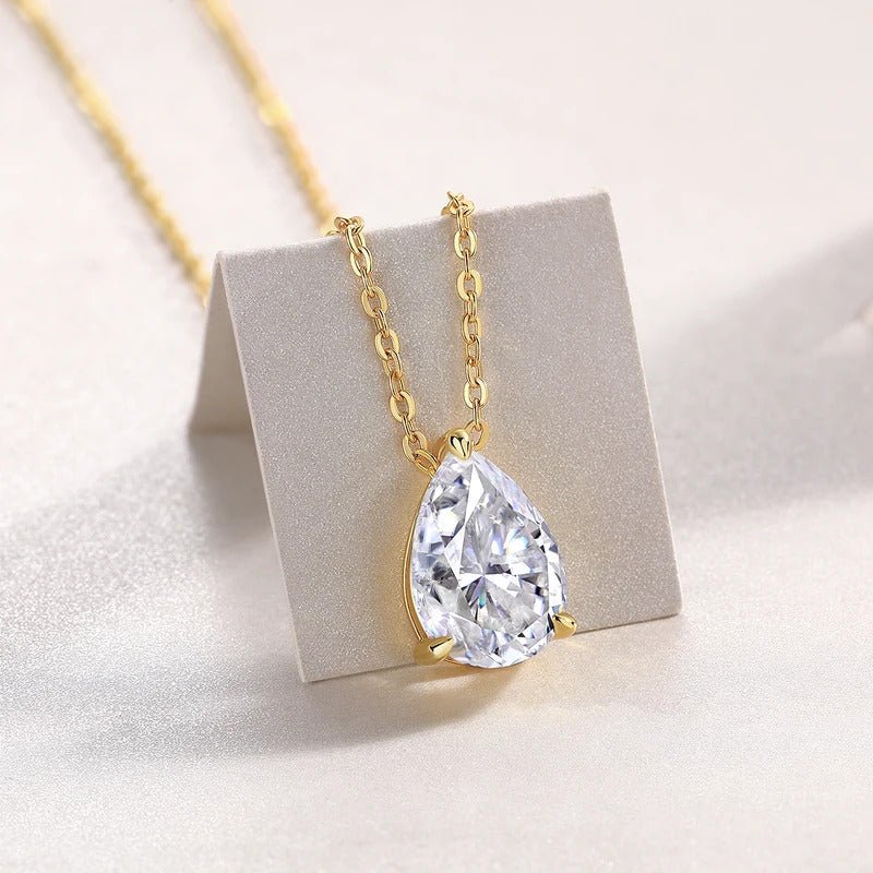 Pear-Cut Moissanite Cross Chain Necklace | S925 Silver Thick 18K Gold Plated | Multi-Size | GRA Certified | Charmsolo