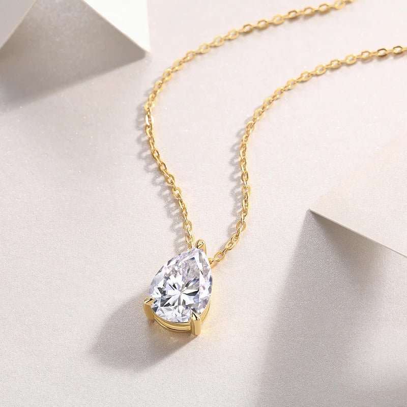 Pear-Cut Moissanite Cross Chain Necklace | S925 Silver Thick 18K Gold Plated | Multi-Size | GRA Certified | Charmsolo
