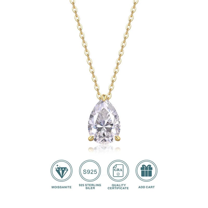 Pear-Cut Moissanite Cross Chain Necklace | S925 Silver Thick 18K Gold Plated | Multi-Size | GRA Certified | Charmsolo