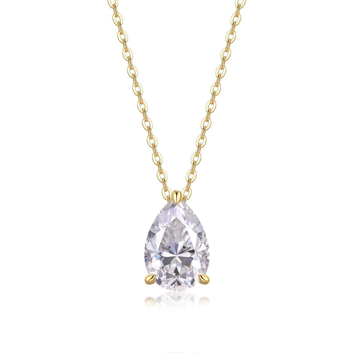Pear-Cut Moissanite Cross Chain Necklace | S925 Silver Thick 18K Gold Plated | Multi-Size | GRA Certified | Charmsolo
