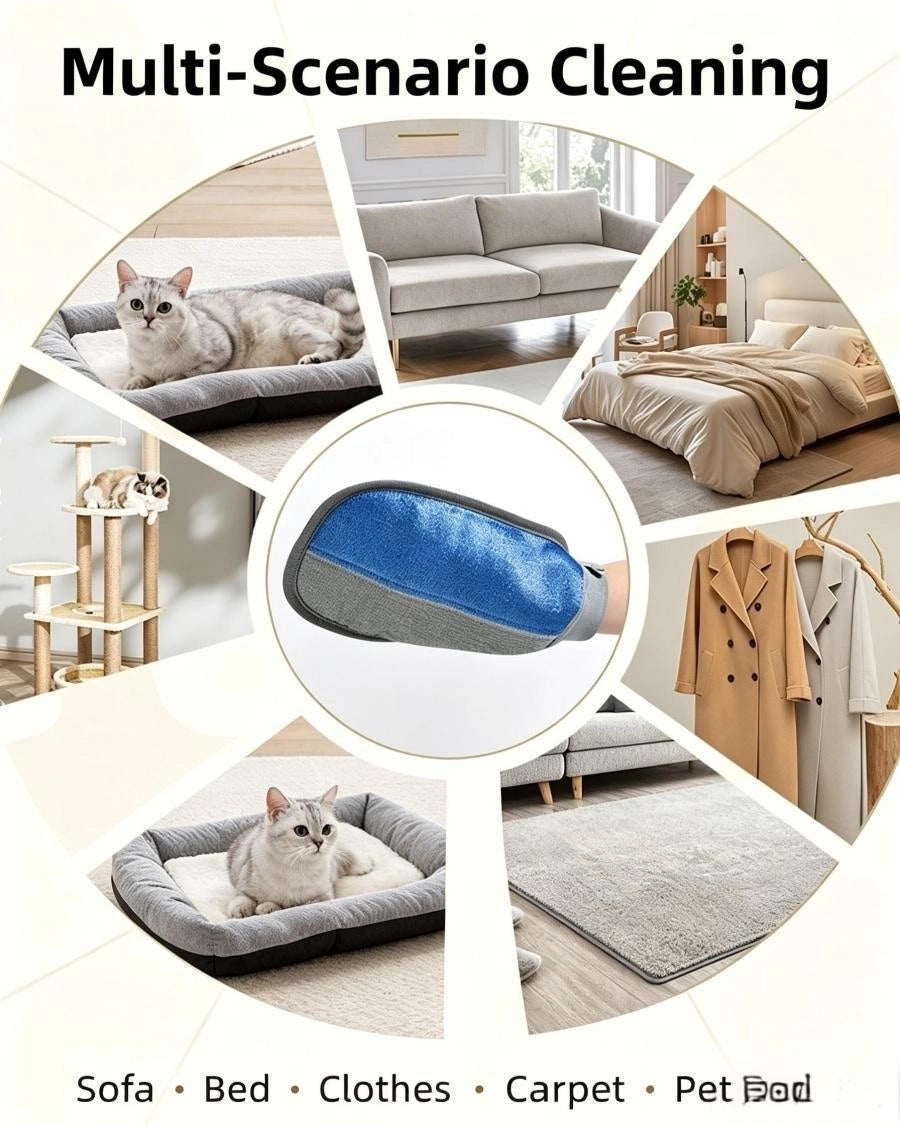 Reusable Static Pet Hair Remover Glove Breathable Mesh Back For Sofa Clothing Pet Bed