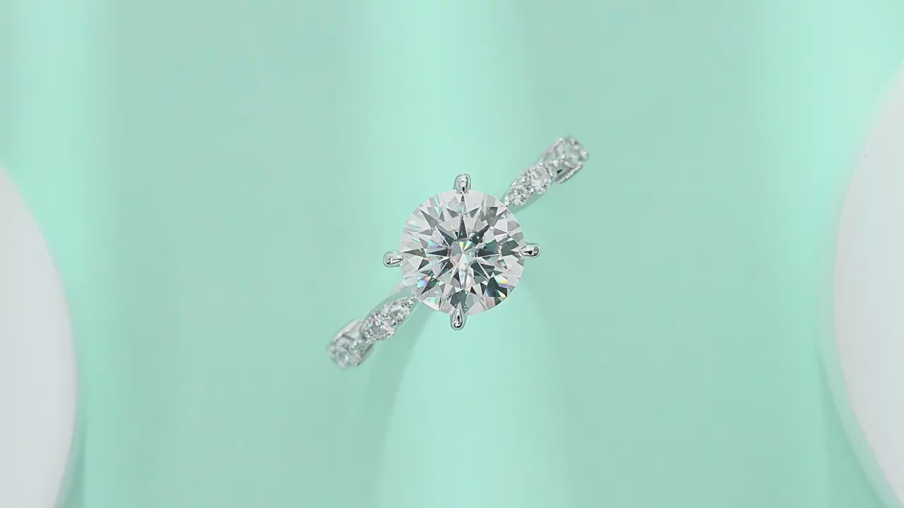 925 Sterling Silver Moissanite Ring | 2 Carat VVS1 D Color Prong Setting | Charmsolo R13622