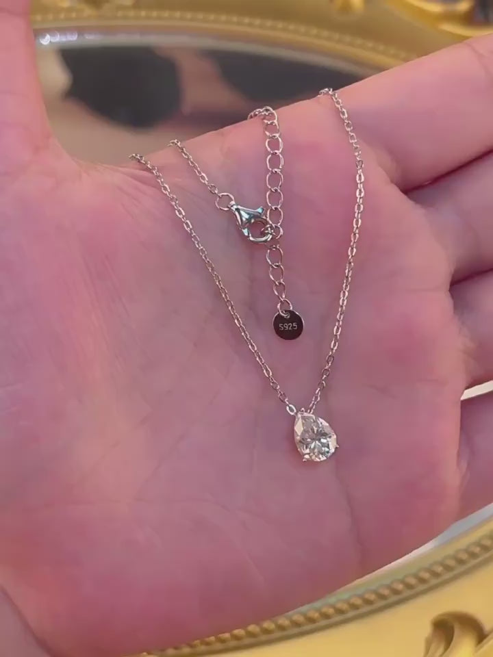 Pear-Cut Moissanite Cross Chain Necklace | S925 Silver Thick 18K Gold Plated | Multi-Size | GRA Certified | Charmsolo