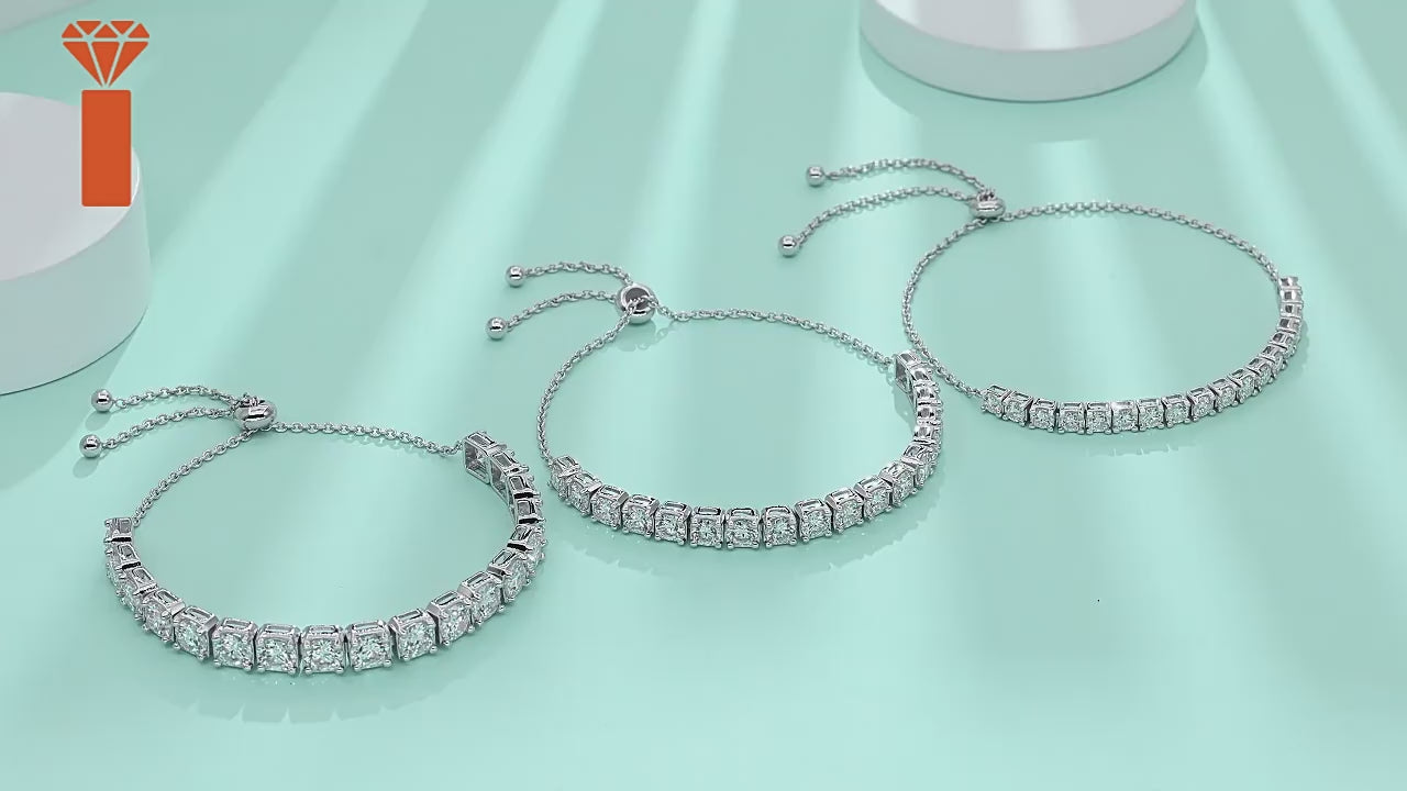 Moissanite Tassel Bracelet 925 Silver – Square Geometric  D Color VVS1 | Charmsolo