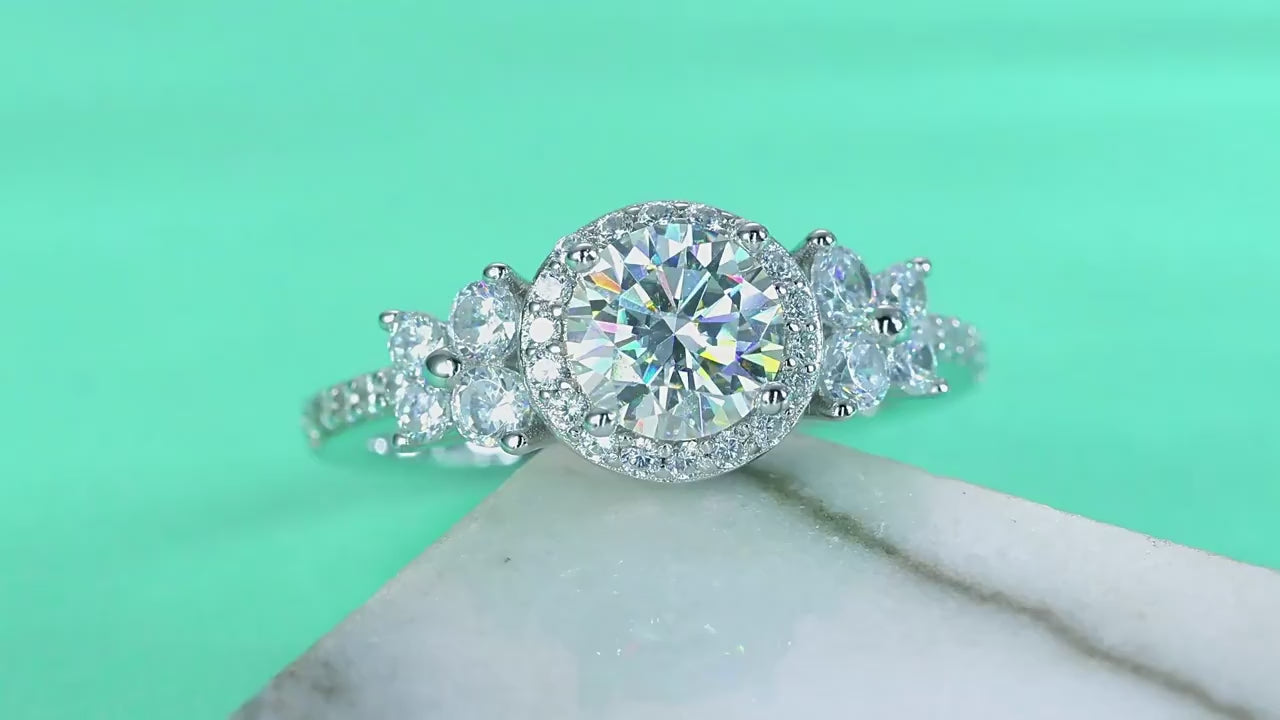 Charmsolo 1ct Moissanite Pavé Ring – 925 Sterling Silver 18K Gold Plated