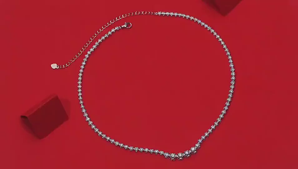 925 Sterling Silver beaded Moissanite Clavicle Necklace – 4+88 Moissanite Stones | Charmsolo