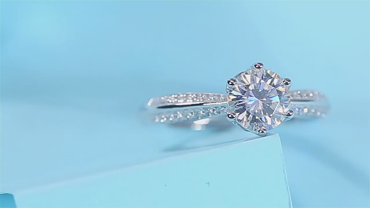 Moissanite Adjustable Ring 925 Silver – 0.5ct & 1ct VVS1 D Color GRA | Charmsolo