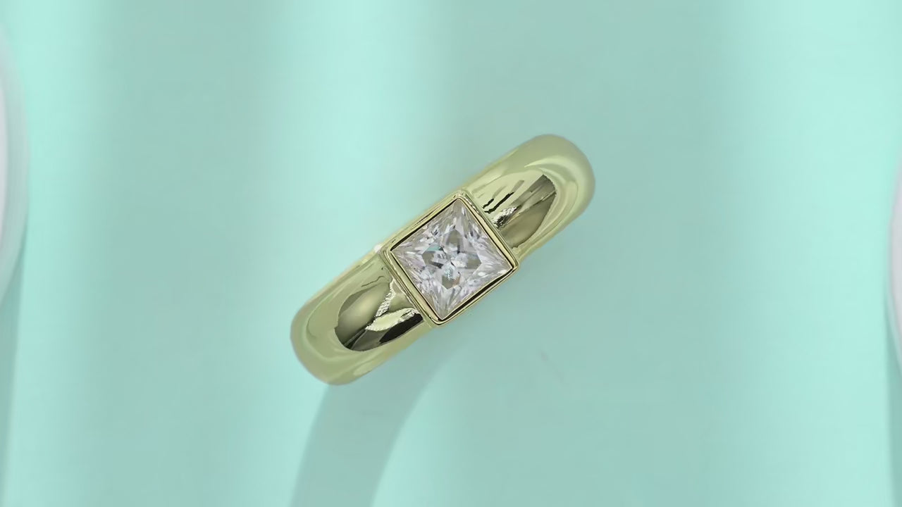 925 silver Moissanite Square Band Ring 925 Silver – VVS1 D Color 18K Gold GRA | Charmsolo