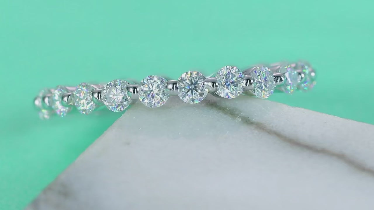 Charmsolo Moissanite Full Eternity Band Ring | S925 Silver | VVS1 D Color 2.6mm 8H8A Cut 21-Stone Geometric | R13141