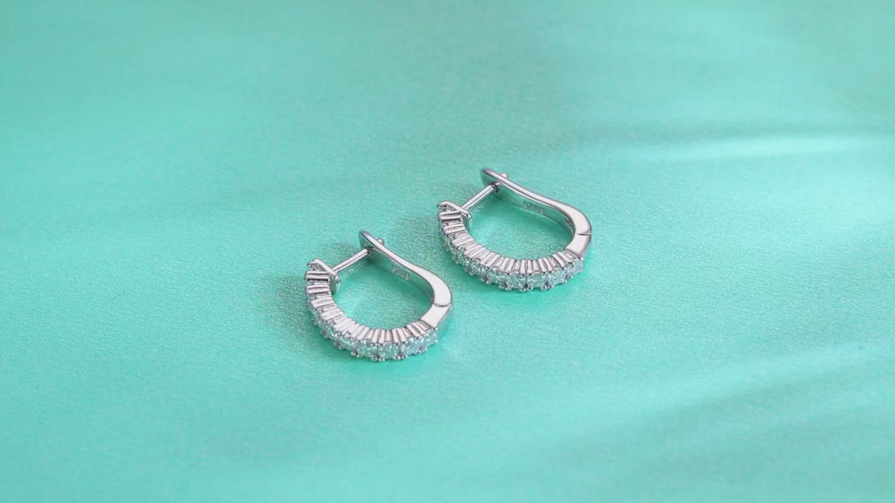 Moissanite Geometric Hoop Earrings | 925 Sterling Silver | VVS1 D Color | E13191