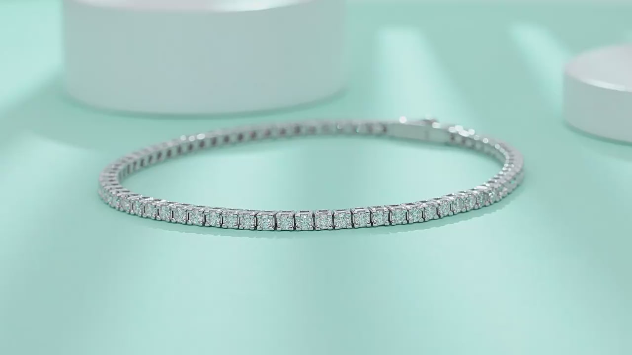 Charmsolo L12759 Moissanite Tennis Bracelet | 925 Sterling Silver 18K Gold Plated | VVS1 D Color