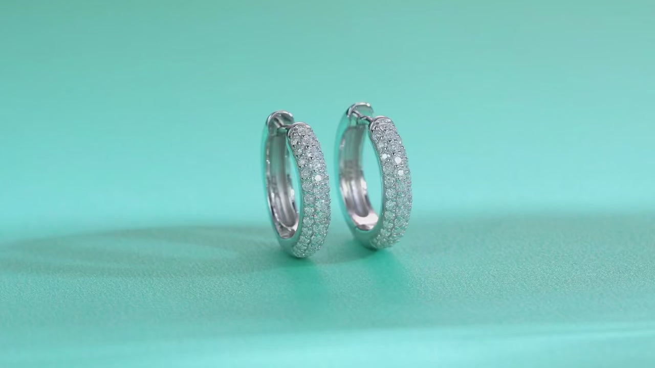 Charmsolo E13197 Moissanite Geometric Stud Earrings | 925 Sterling Silver | 74 VVS1 D Color Stones