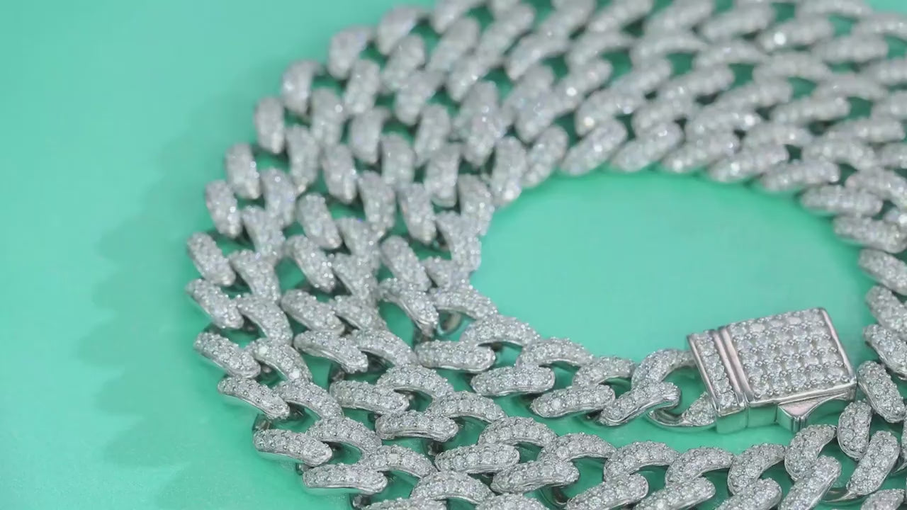 Charmsolo Full Moissanite Cuban Chain Necklace | S925 Silver | VVS1 D Color | GRA Certified | Unisex