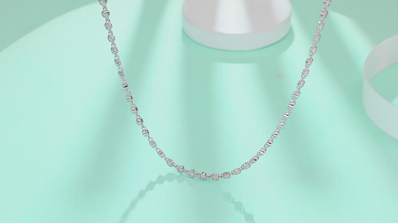 Charmsolo Sterling Silver Moissanite Geometric Necklace – 79 Stones Cross Chain with GRA Certificate