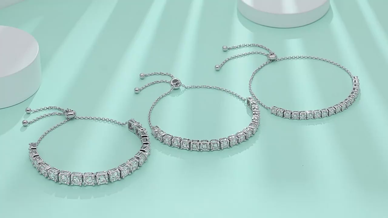 Moissanite Tennis Bracelet | S925 Silver 18K Gold Plated | 18 × 0.5ct VVS1 D-Color | Adjustable 14–20cm | GRA | Charmsolo