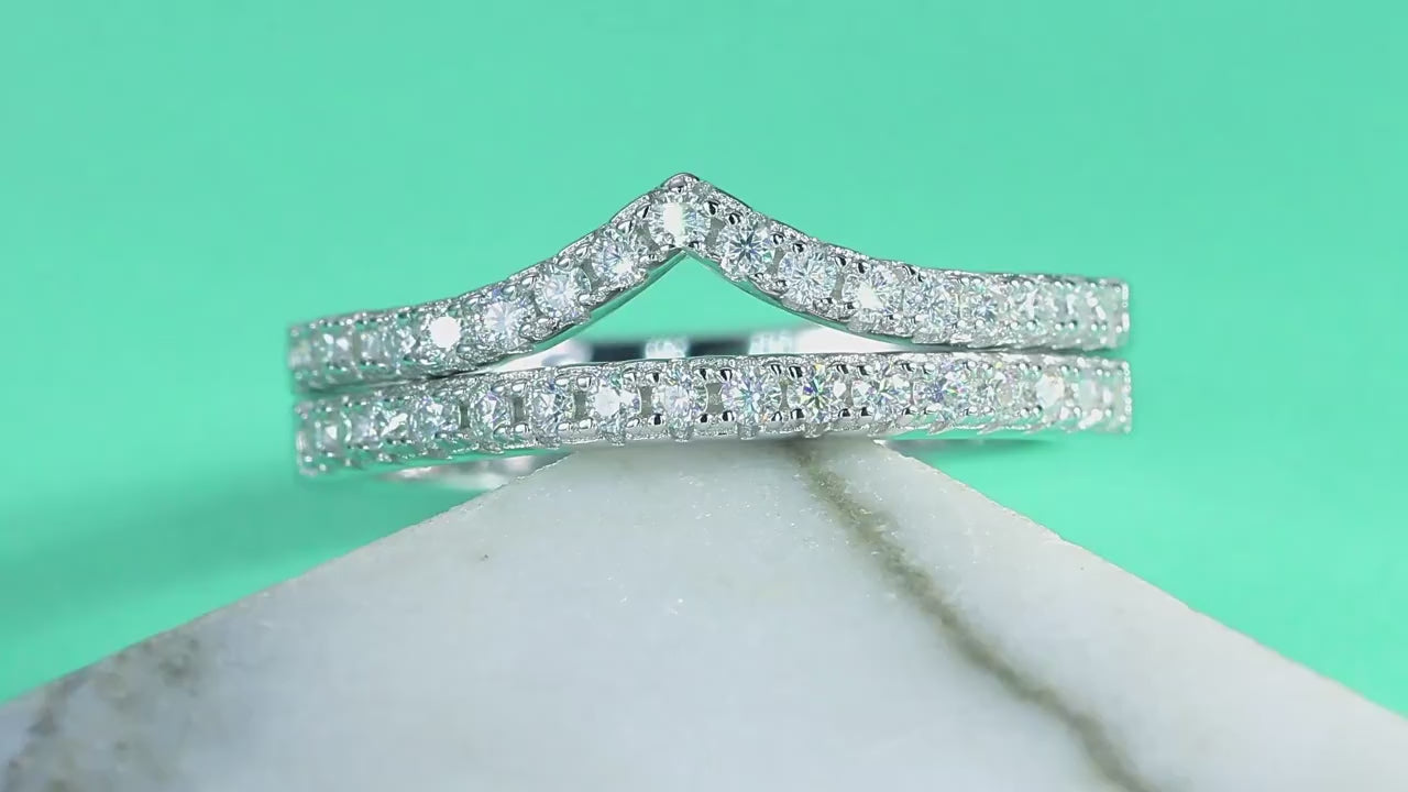 Full Pavé Moissanite Stackable Ring Set | S925 Silver 18K Gold Plated | 33 VVS1 D-Color Stones | GRA Certified | Charmsolo