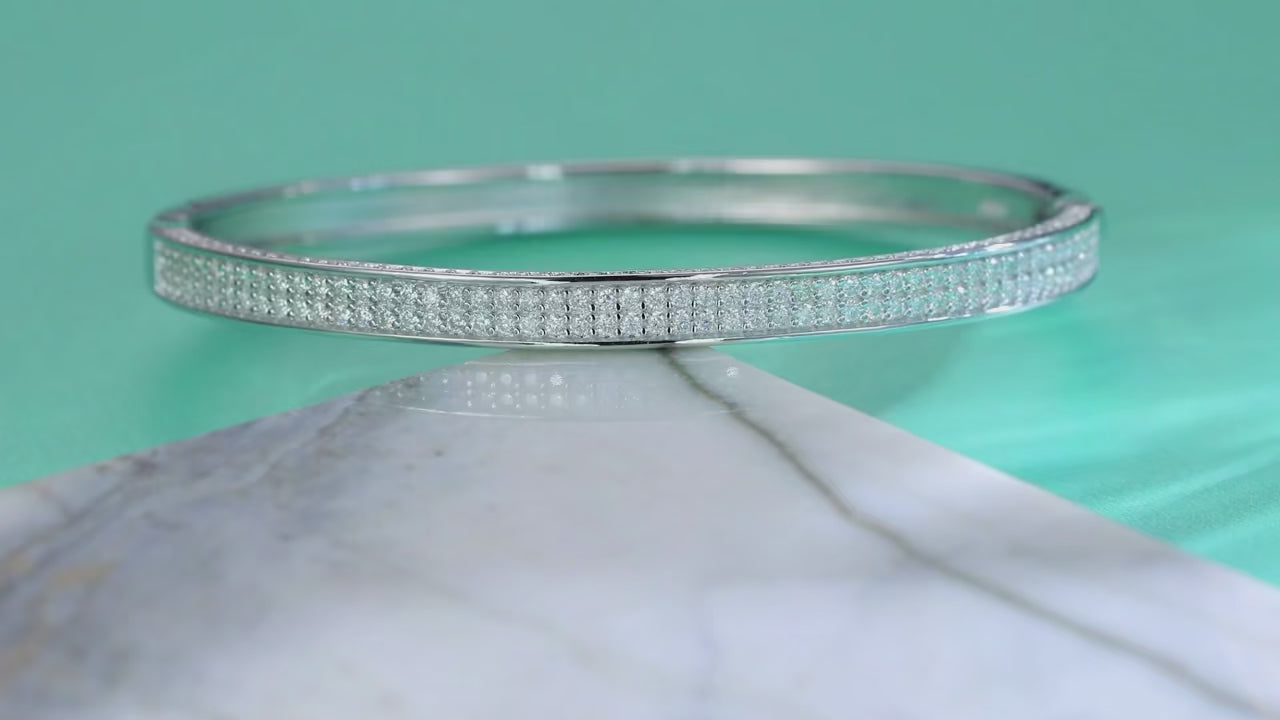Charmsolo Full Moissanite Spring Buckle Bangle | S925 Silver | VVS1 D Color 204-Stone 8H8A Cut Geometric | B18899