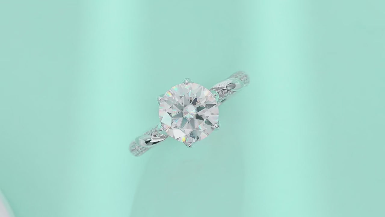 3ct Moissanite Twisted Solitaire Engagement Ring | S925 Silver 18K White Gold Plated | GRA Certified | Charmsolo