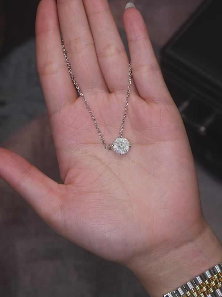Moissanite Cluster Clavicle Chain Pendant Necklace 925 Silver – 1.6ct VVS1 D Color | Charmsolo