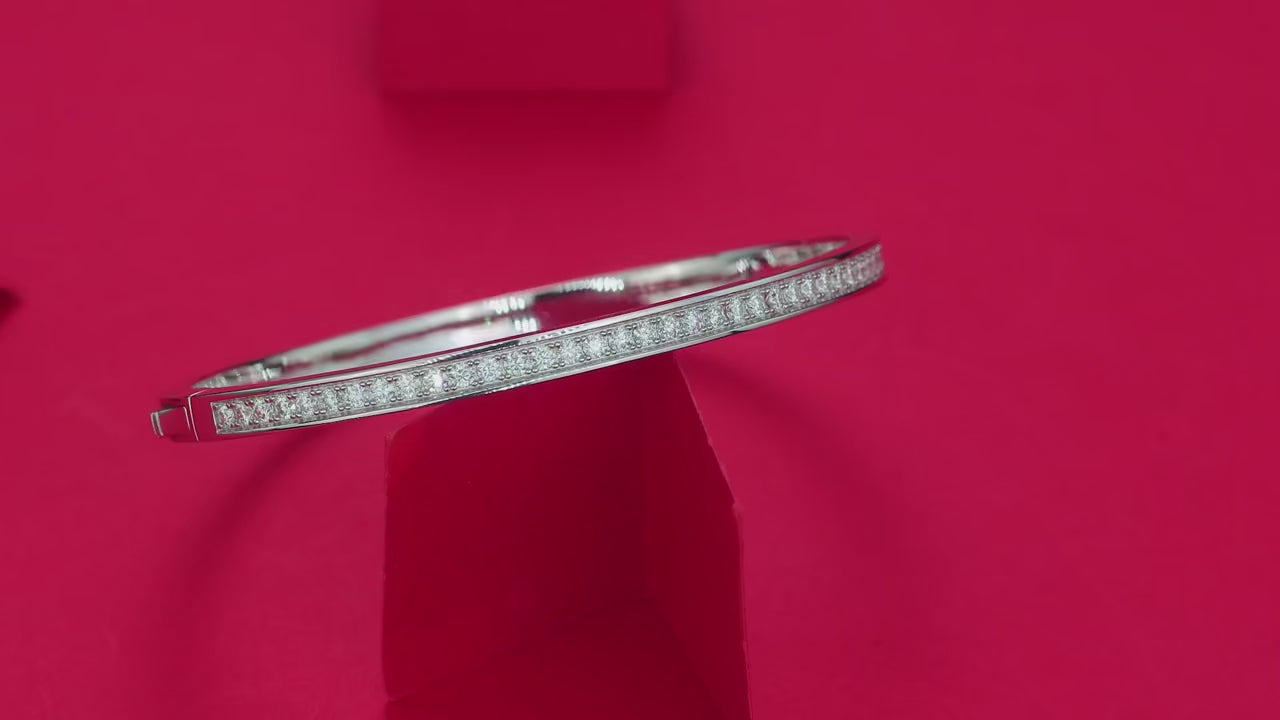 Charmsolo 1.18Ct Moissanite Full Eternity Bangle | S925 Silver 18K White Gold Plated | VVS1 D Color 8H8A Cut GRA Certified | B12852