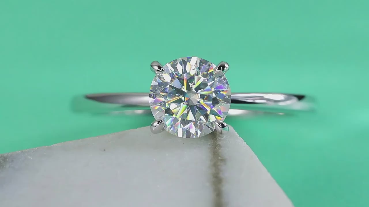Charmsolo 1/2/3Ct Moissanite Ring | S925 Silver 18K Gold Plated | VVS1 D Color Four-Prong Solitaire | R12939