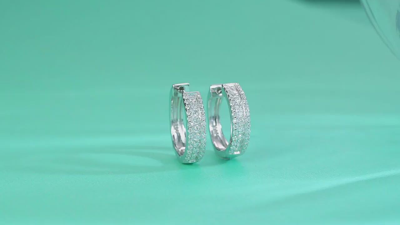 Sparkling Night Moissanite Stud Earrings | S925 Silver | Tricolor 18K Plated | 76 VVS1 Stones | GRA Certified | Charmsolo