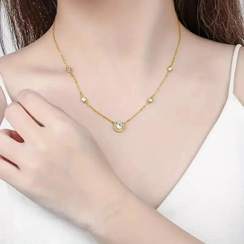 Charmsolo 1–3 Carat Moissanite Pendant Necklace | S925 Silver Beaded Chain | D Color VVS1 | Mother's Day Fine Jewellery