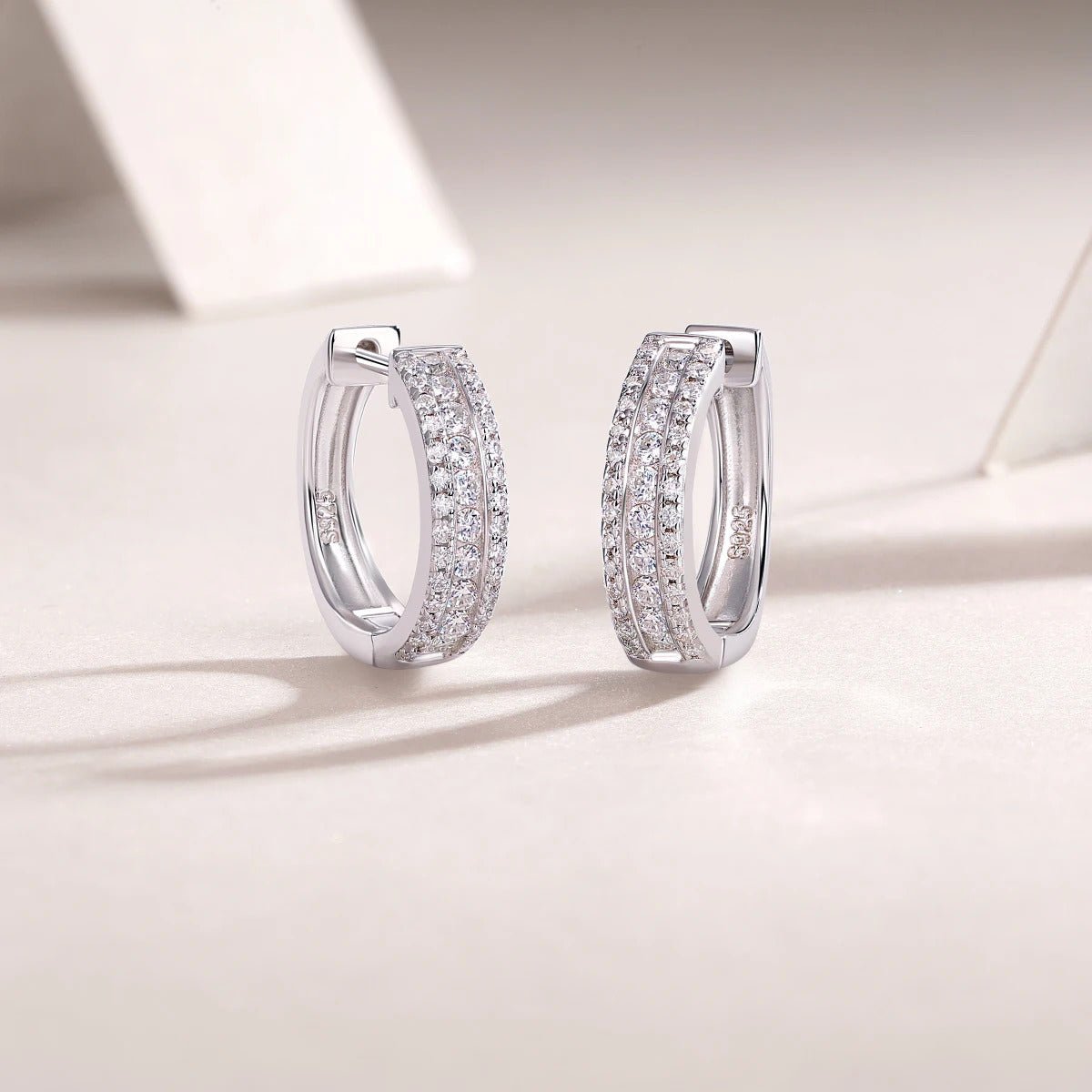 Sparkling Night Moissanite Stud Earrings | S925 Silver | Tricolor 18K Plated | 76 VVS1 Stones | GRA Certified | Charmsolo