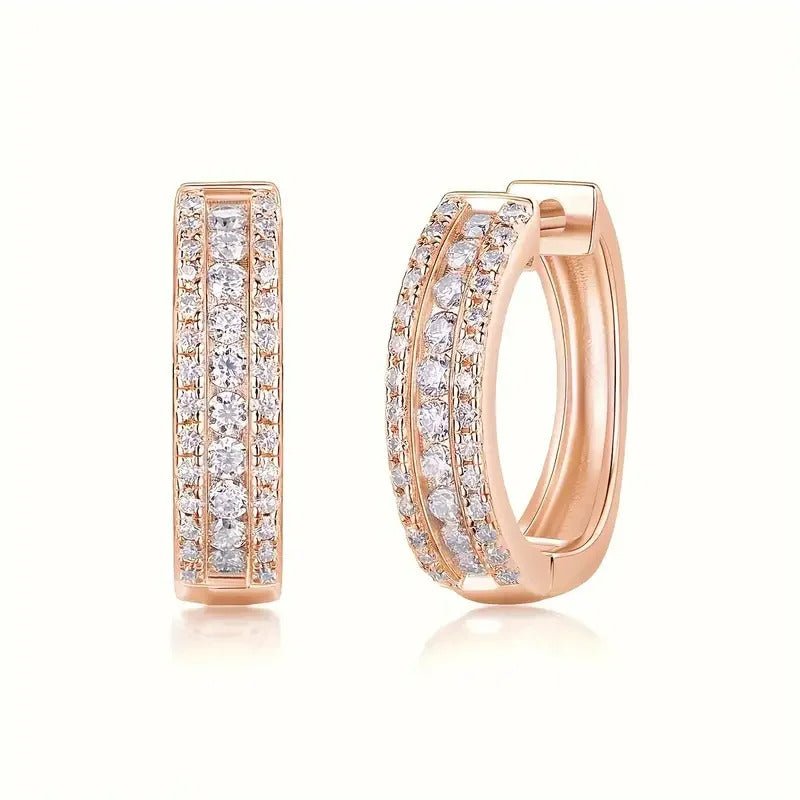 Sparkling Night Moissanite Stud Earrings | S925 Silver | Tricolor 18K Plated | 76 VVS1 Stones | GRA Certified | Charmsolo
