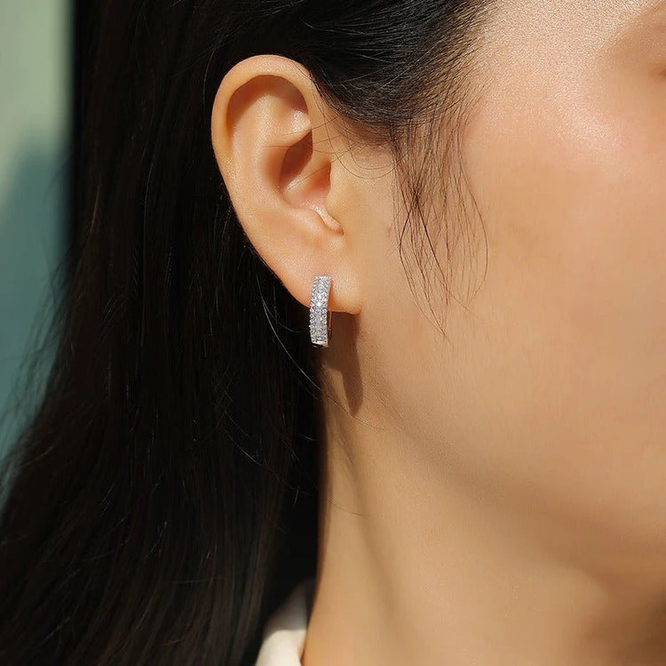 Sparkling Night Moissanite Stud Earrings | S925 Silver | Tricolor 18K Plated | 76 VVS1 Stones | GRA Certified | Charmsolo