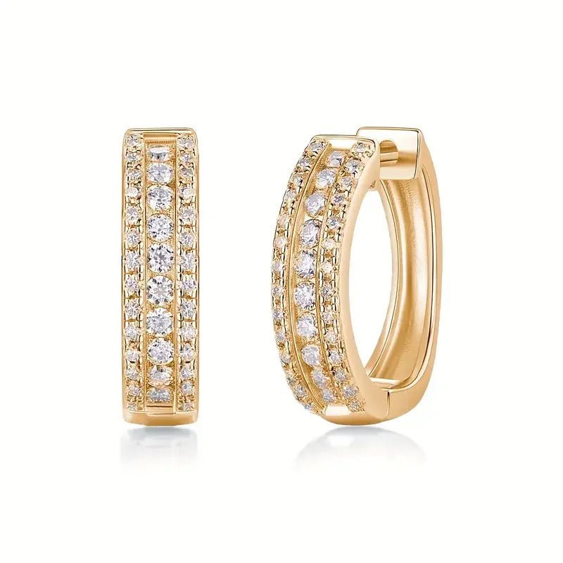 Sparkling Night Moissanite Stud Earrings | S925 Silver | Tricolor 18K Plated | 76 VVS1 Stones | GRA Certified | Charmsolo