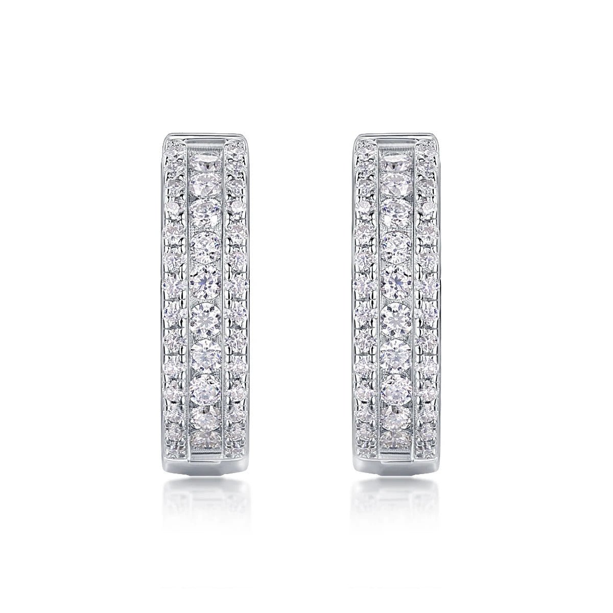 Sparkling Night Moissanite Stud Earrings | S925 Silver | Tricolor 18K Plated | 76 VVS1 Stones | GRA Certified | Charmsolo