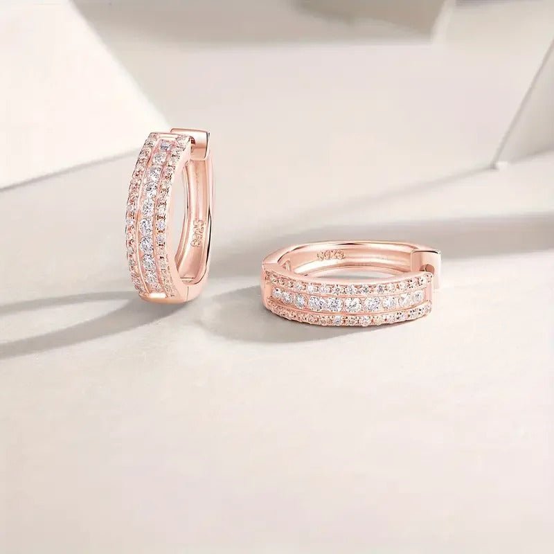 Sparkling Night Moissanite Stud Earrings | S925 Silver | Tricolor 18K Plated | 76 VVS1 Stones | GRA Certified | Charmsolo