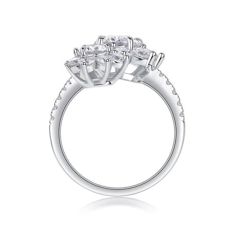 Sunflower Moissanite Halo Ring | S925 Silver 18K Gold Plated | 29 VVS1 Stones | GRA Certified | Charmsolo