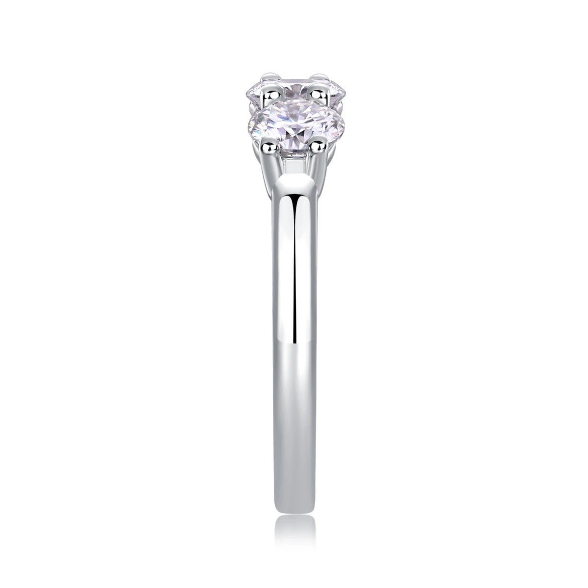 Three-Stone Moissanite Bridal Ring | S925 Silver 18K Gold Plated | 3 × 5mm Eight Hearts & Arrows | GRA Certified | Charmsolo