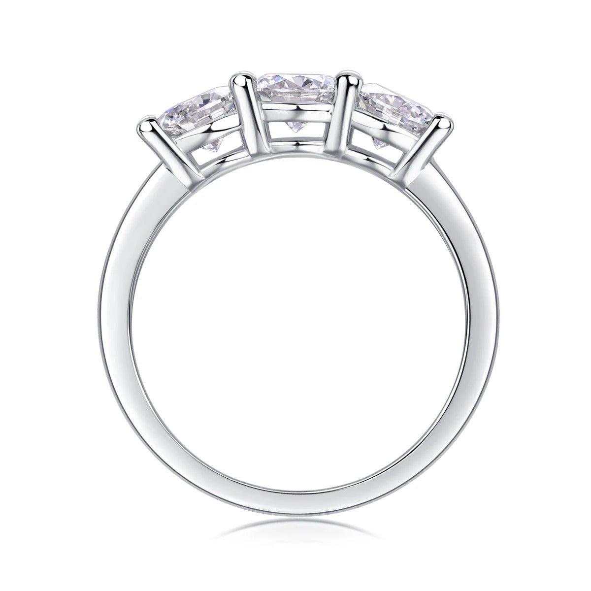 Three-Stone Moissanite Bridal Ring | S925 Silver 18K Gold Plated | 3 × 5mm Eight Hearts & Arrows | GRA Certified | Charmsolo
